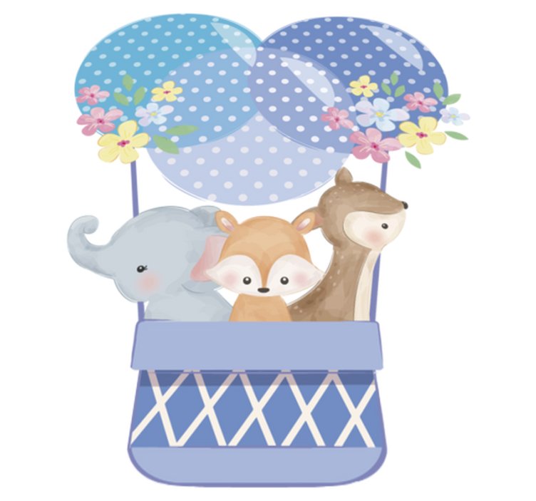 Alfombra vinílica animales globos de aire caliente - TenVinilo