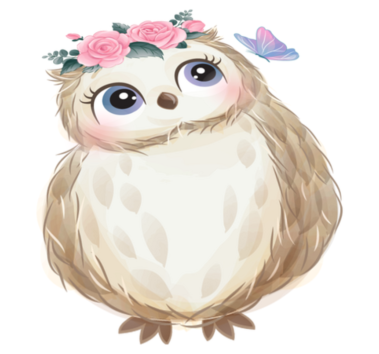 Alfombra vinílica animales búho bebé y flores - TenVinilo