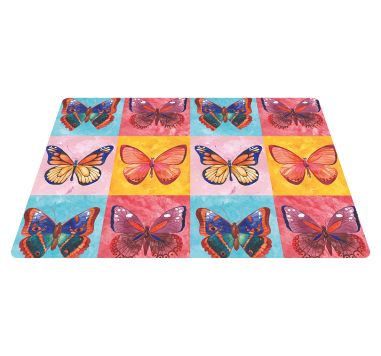 Alfombra vinílica animales mariposas multicolores - TenVinilo