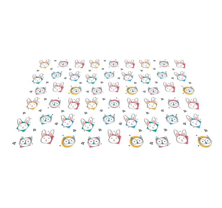 Alfombra vinílica animales patrón búho y conejo - TenVinilo