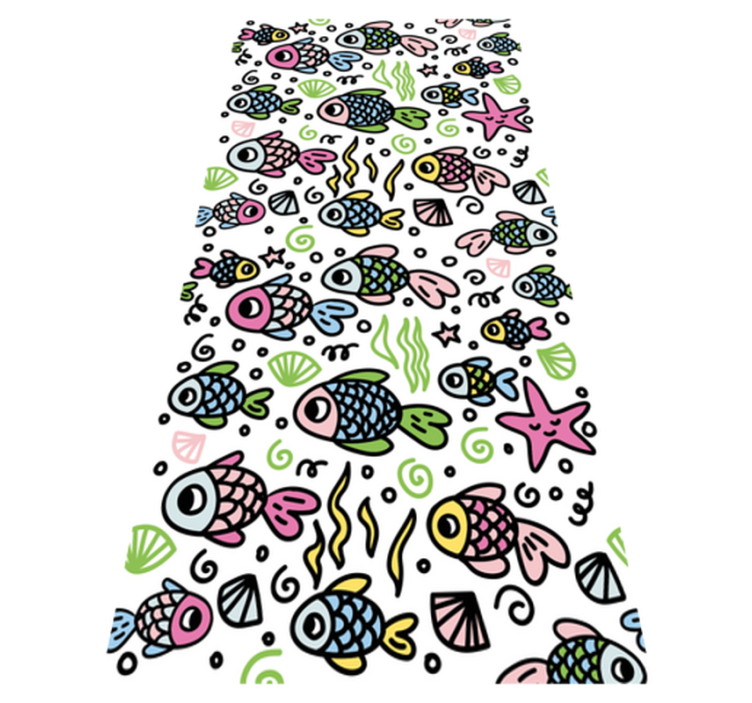 Alfombra vinílica animales patrón peces multicolor - TenVinilo