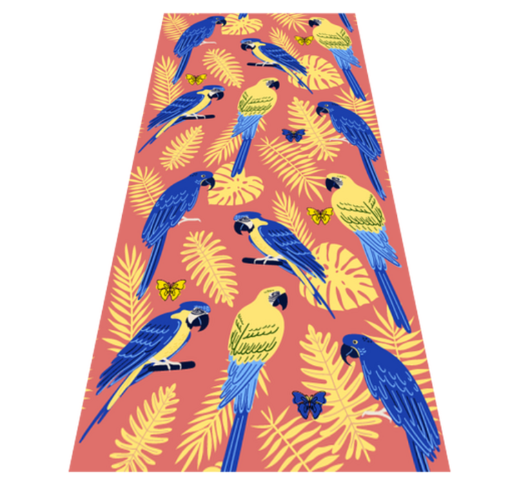 Alfombra vinílica animales loros y mariposas - TenVinilo
