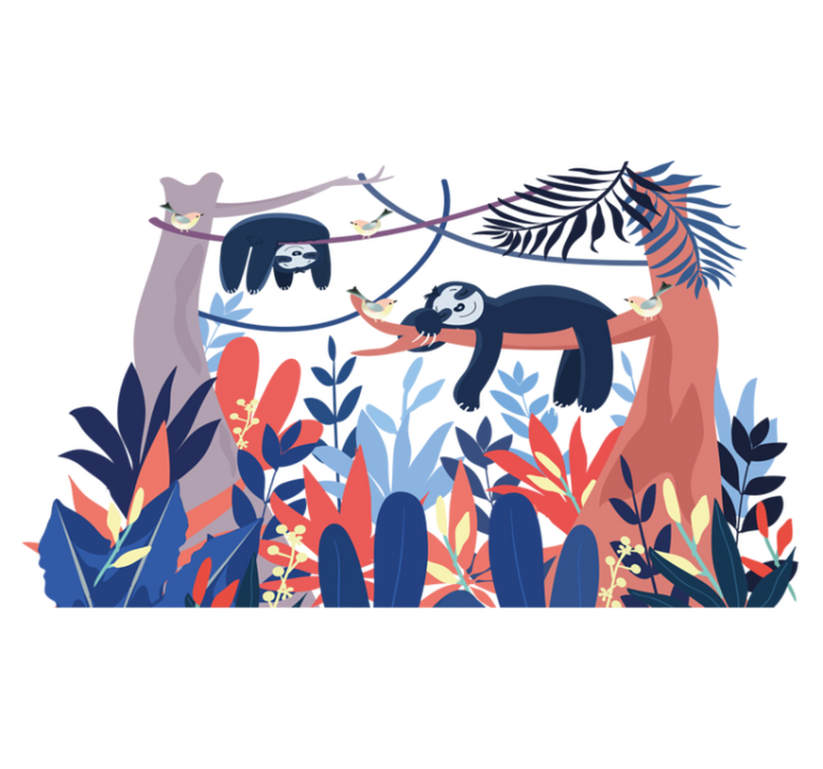 Alfombra vinílica animales escena de perezosos juguetones - TenVinilo