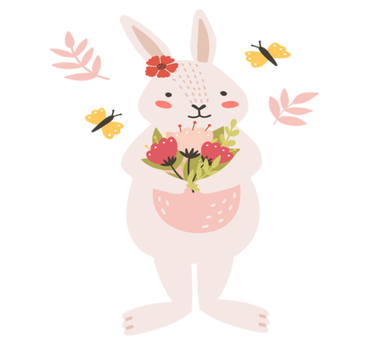 Alfombra vinílica animales arte de conejo adorable - TenVinilo