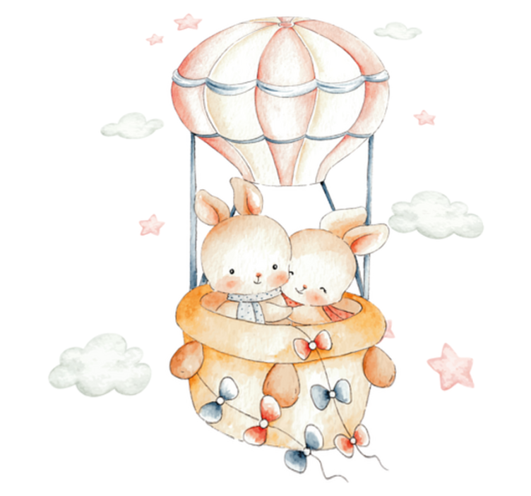 Alfombra vinílica animales con conejitos en globos - TenVinilo