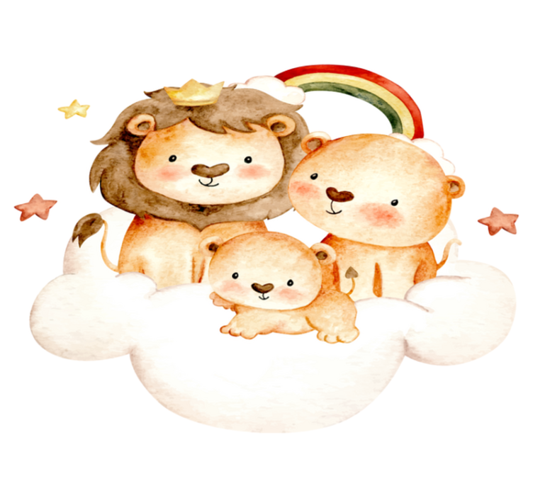 Alfombra vinílica animales bebés con estrellas y nubes - TenVinilo