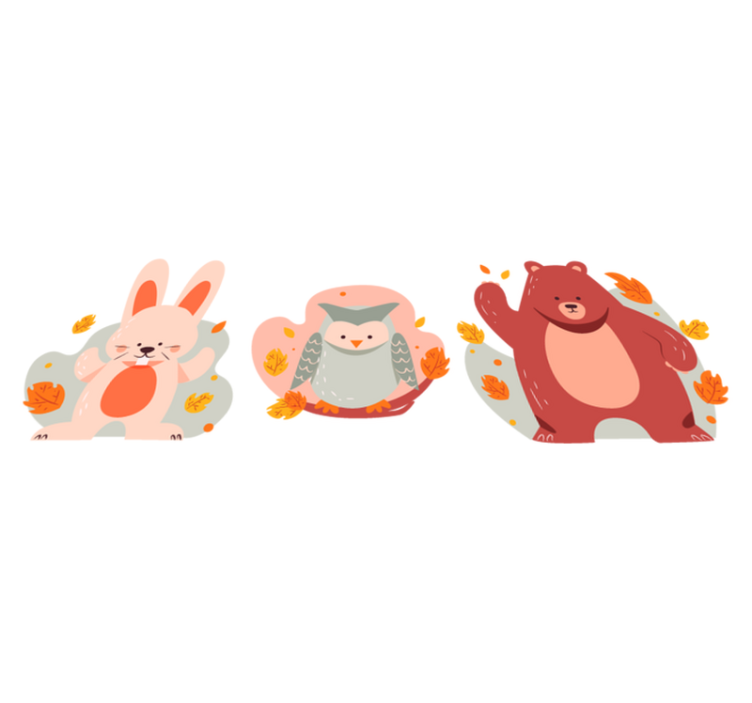 Alfombra vinílica animales oso y conejos de madera - TenVinilo