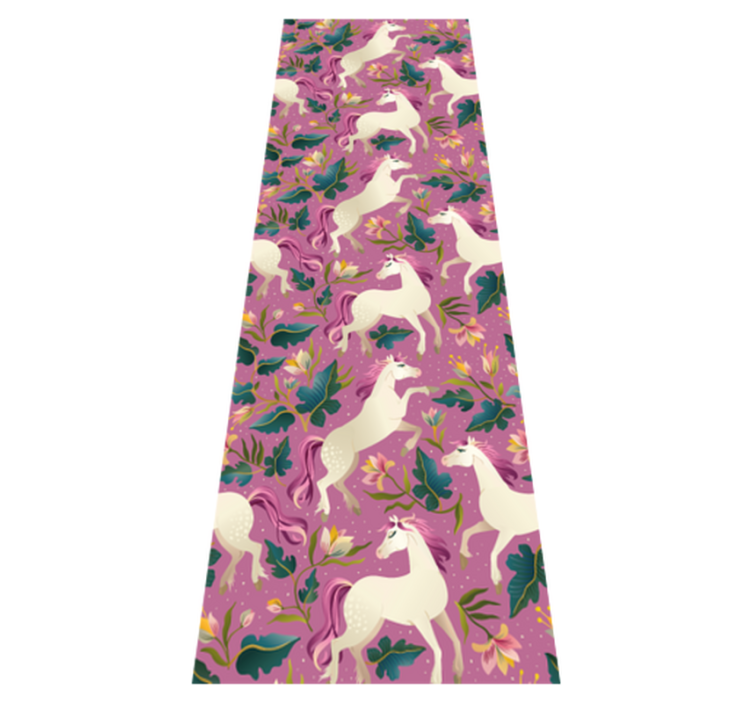 Alfombra vinílica animales diseño de caballo floral rosa - TenVinilo