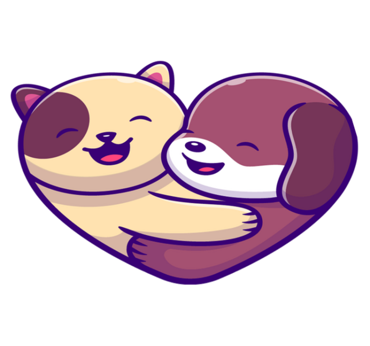 Alfombra vinílica animales abrazo de animales lindos - TenVinilo