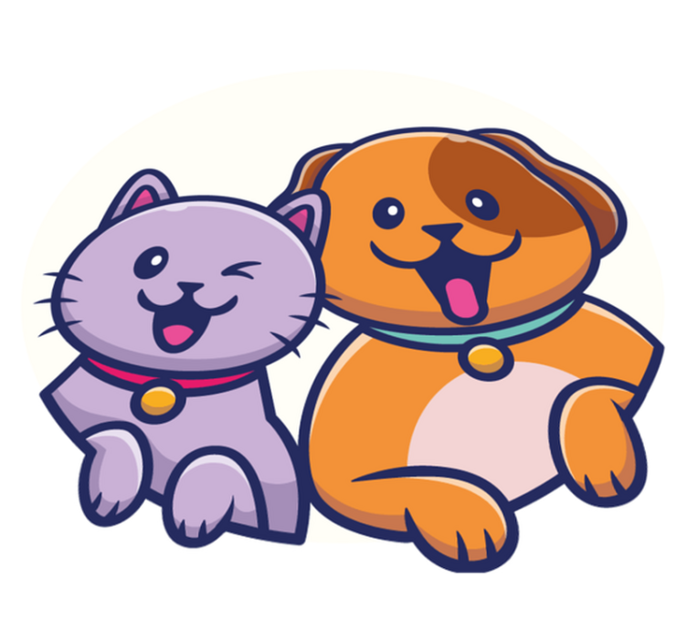 Alfombra vinílica animales gato perro jugando - TenVinilo