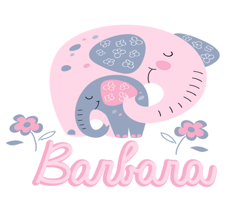 Alfombra vinílica animales elefantes con corazones y nombre - TenVinilo