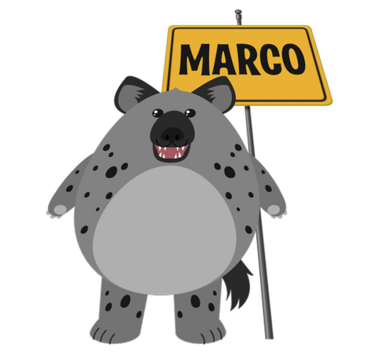 Alfombra vinílica animales hiena salvaje con nombre - TenVinilo