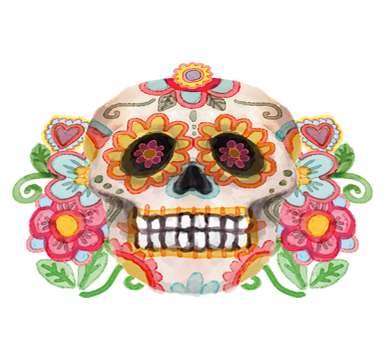 Alfombra vinílica halloween calavera floral acuarelada - TenVinilo