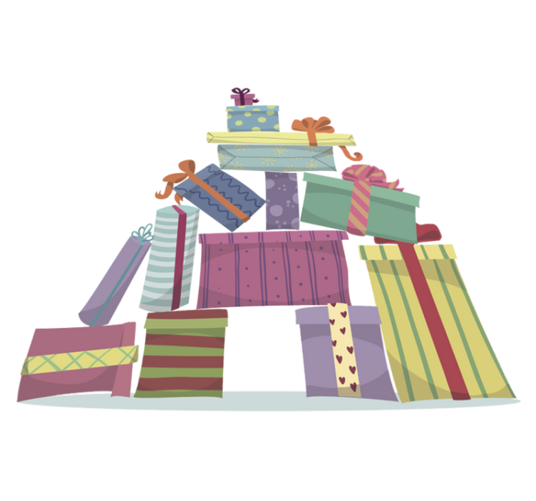 Alfombra vinílica navidad montaña de regalos - TenVinilo