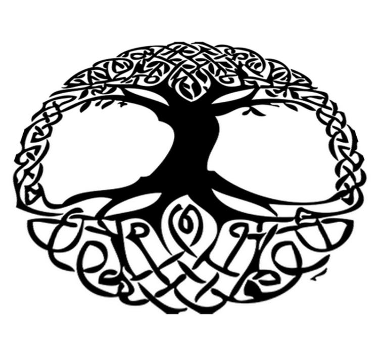 Alfombra vinílica flores árbol negro celta - TenVinilo