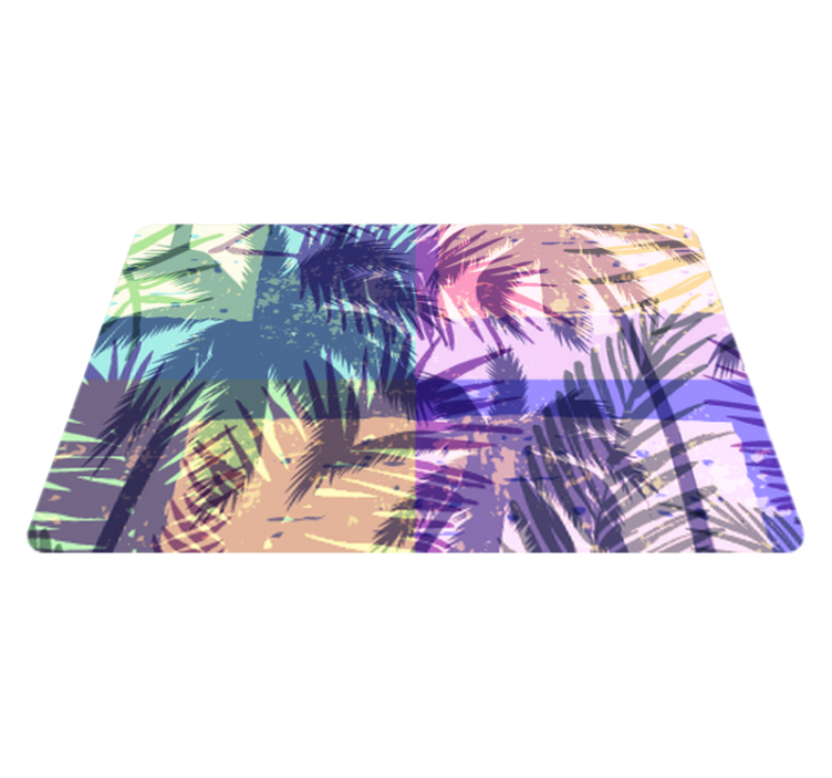 Alfombra vinílica flores patrón retro de palmeras - TenVinilo