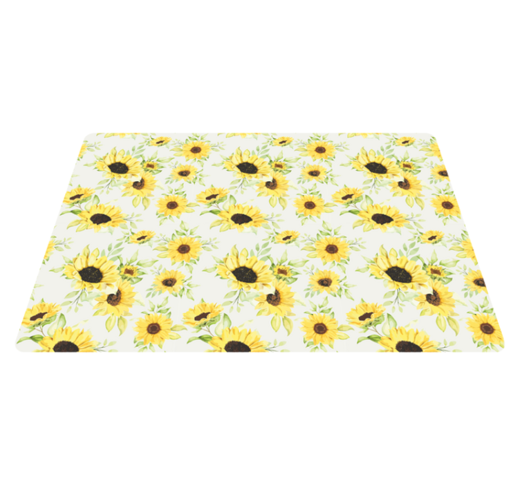 Alfombra vinílica flores patrón de girasoles acuarela - TenVinilo