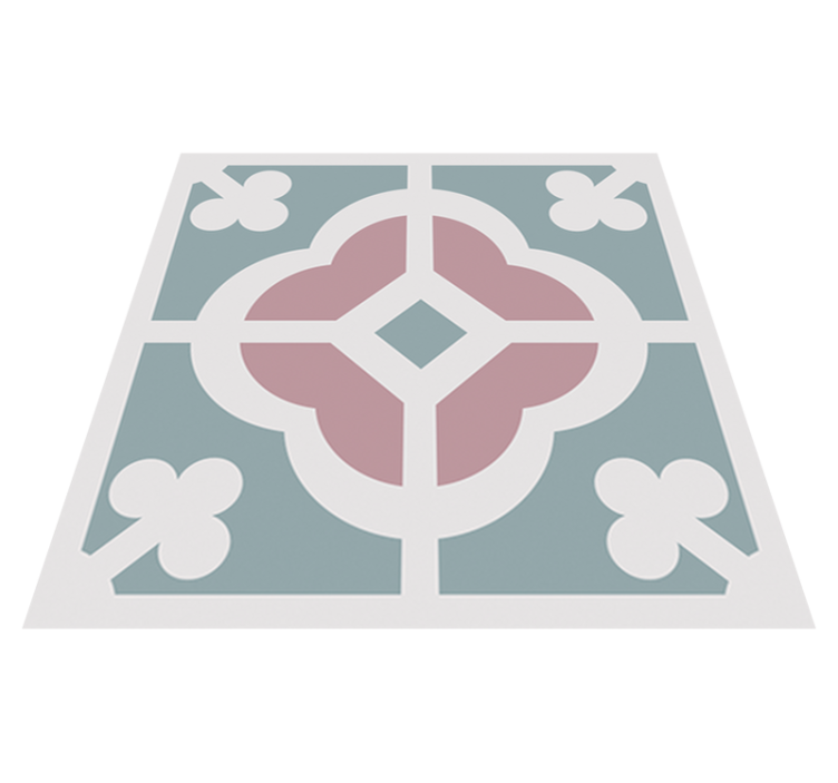 Alfombra vinílica cocina azulejo hidráulico floral - TenVinilo