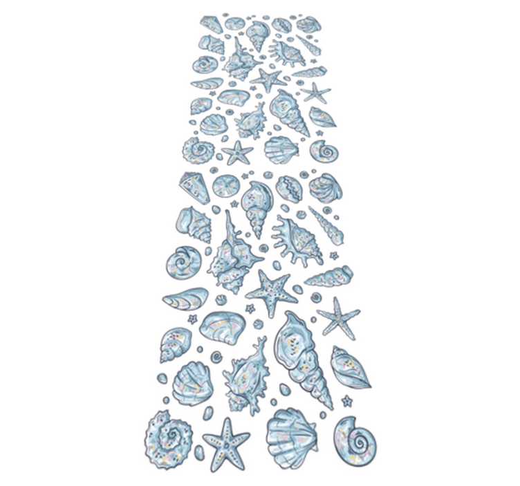 Alfombra vinílica baño dibujos de conchas ducha - TenVinilo