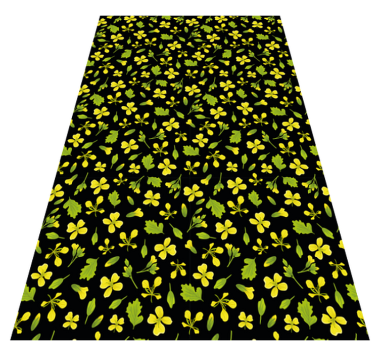 Alfombra vinílica flores fondo negro con amarillo - TenVinilo