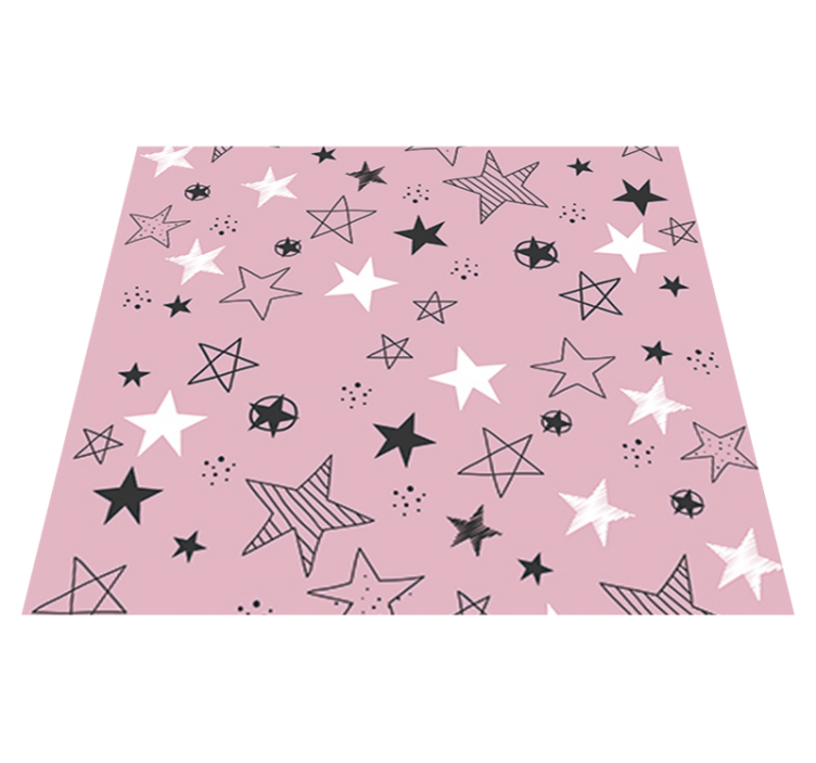 Alfombra vinílica de estrellas patrón rosa y negro - TenVinilo