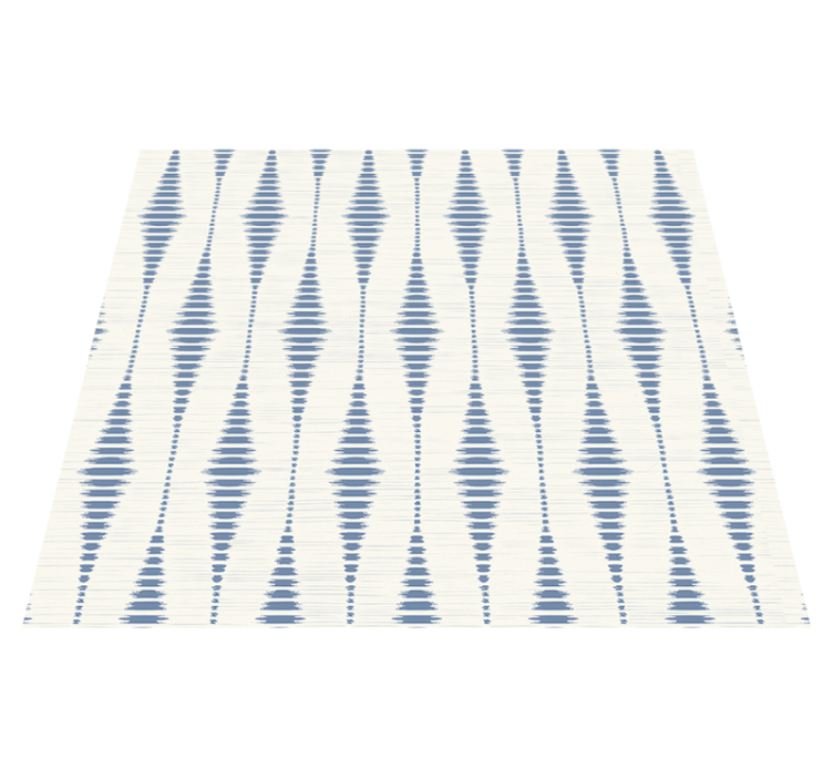 Alfombra de vinilo geométrica rabaul ikat azul y beige - TenVinilo