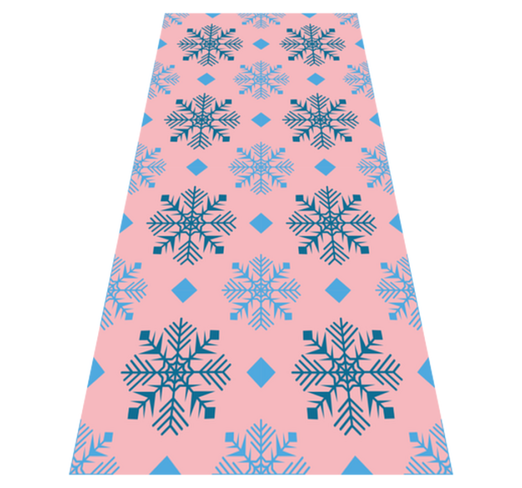 Alfombra vinílica navidad copos de nieve rosa y azul - TenVinilo