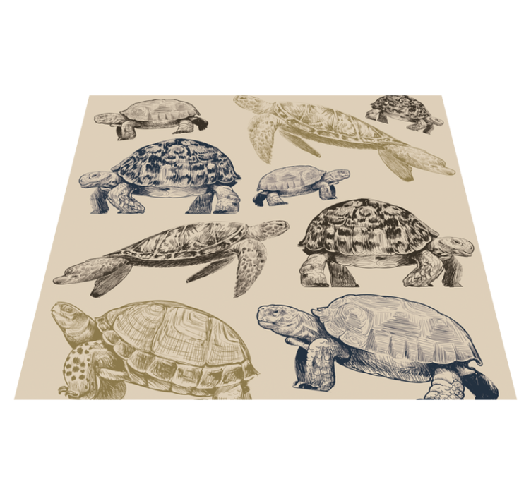 Alfombra vinílica dormitorio fondo beige tortugas - TenVinilo