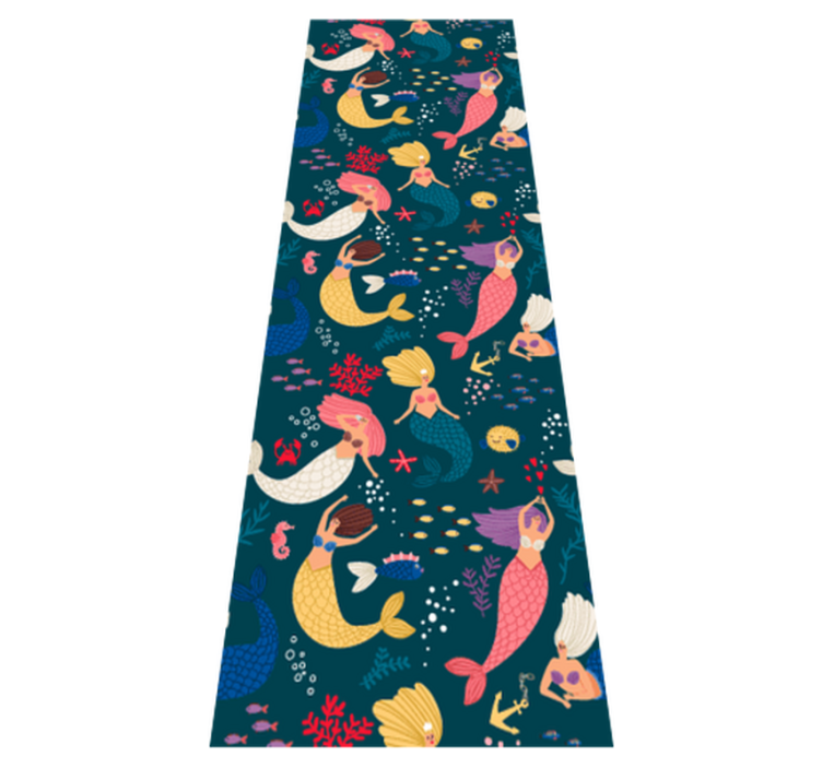 Alfombra vinílica dormitorio diseño sirenas azul oscuro - TenVinilo