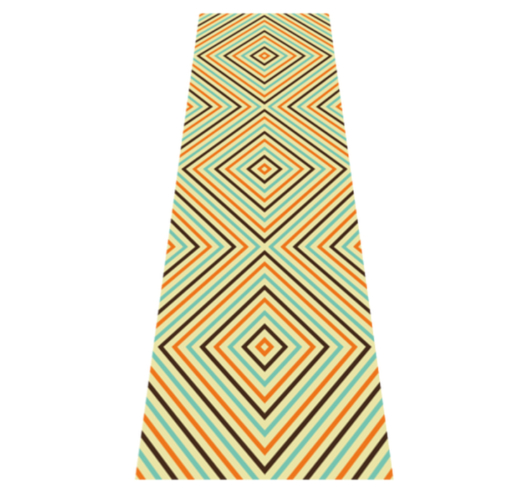 Alfombra vinílica dormitorio patrón vintage naranja y azul - TenVinilo