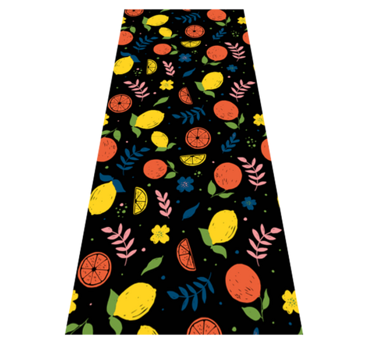 Alfombra vinílica dormitorio frutas cítricas con hojas - TenVinilo