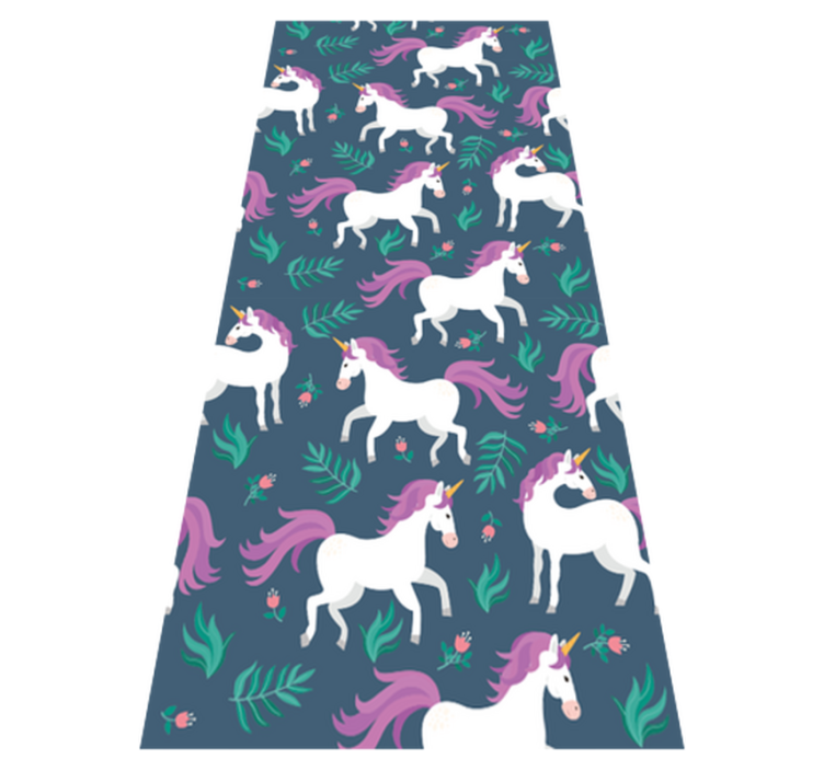 Alfombra vinílica dormitorio patrón plano unicornio azul - TenVinilo