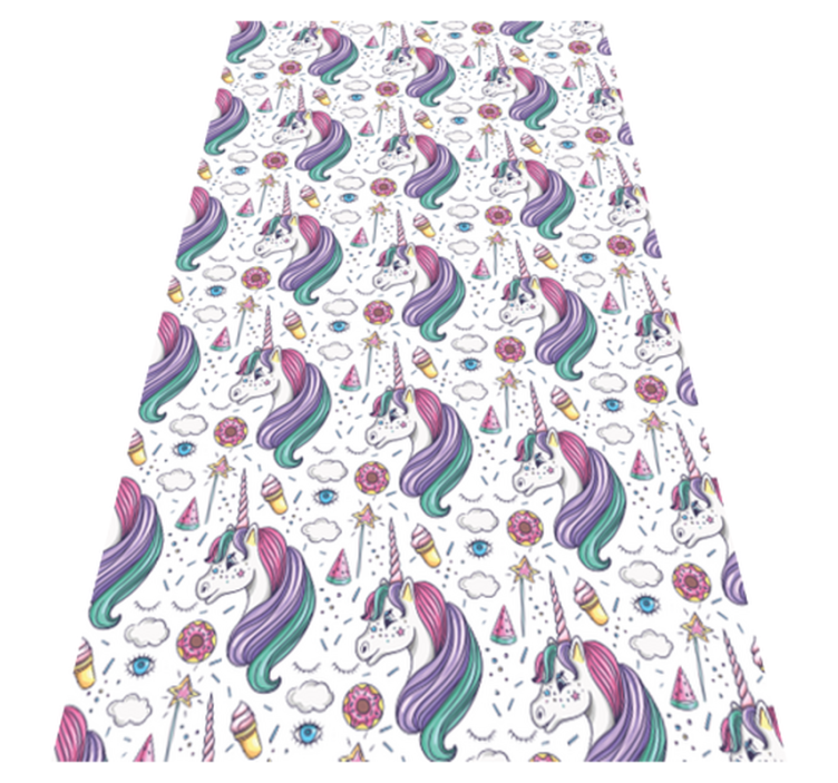 Alfombra vinílica dormitorio con diseño de unicornios - TenVinilo
