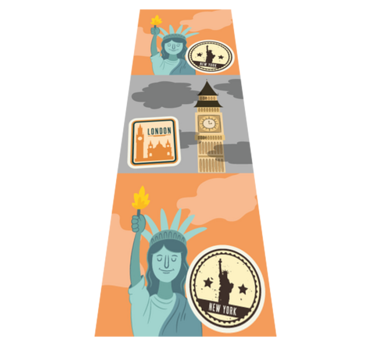 Alfombra vinílica dormitorio collage de nyc y londres - TenVinilo