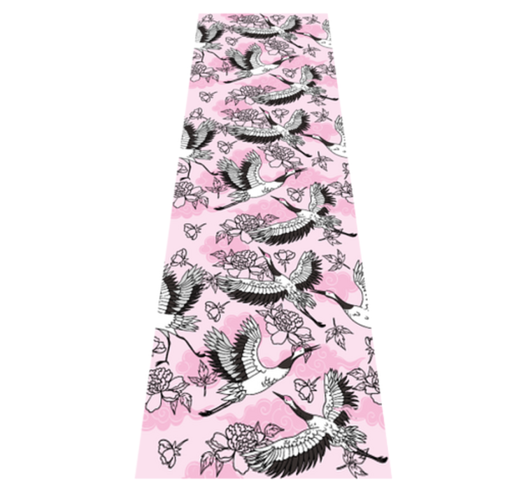 Alfombra vinílica dormitorio aves modernas rosas - TenVinilo