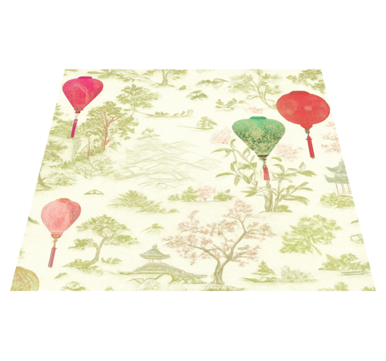 Alfombra vinílica dormitorio paisaje chinoiserie - TenVinilo