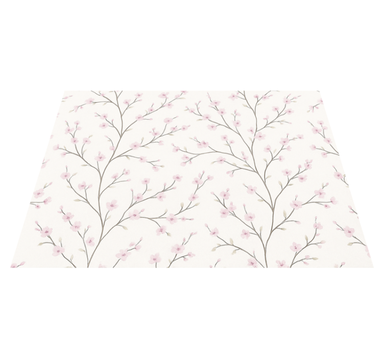 Alfombra vinílica dormitorio Árbol gris con flores rosas - TenVinilo
