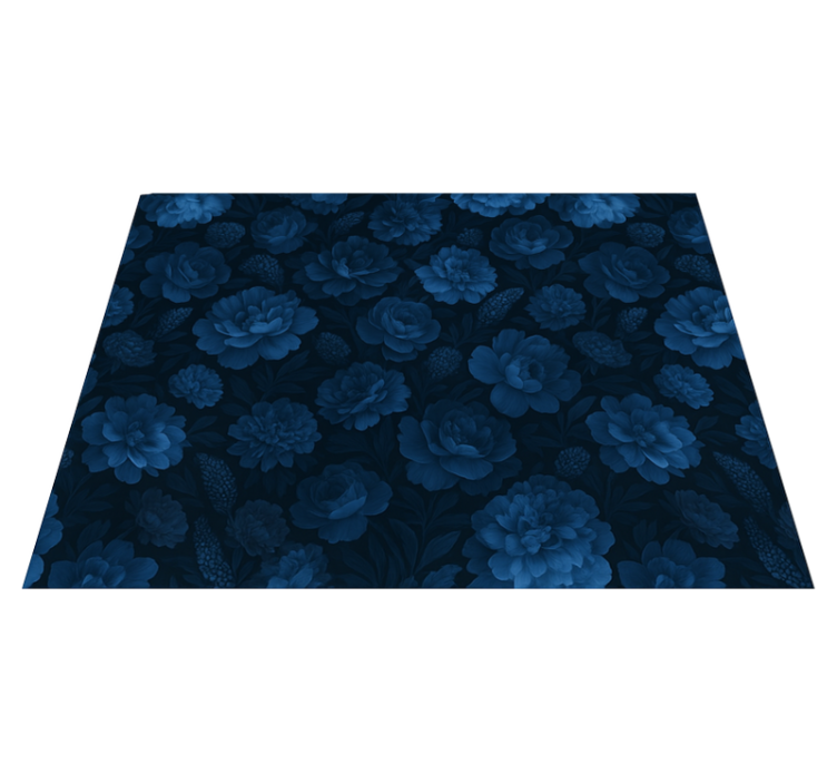 Alfombra vinílica dormitorio motivo floral oscuro azul - TenVinilo