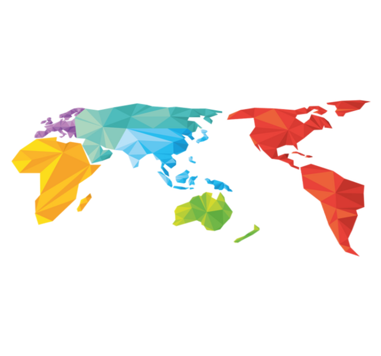 Alfombra de vinilo geométrica mapa mundial colores - TenVinilo