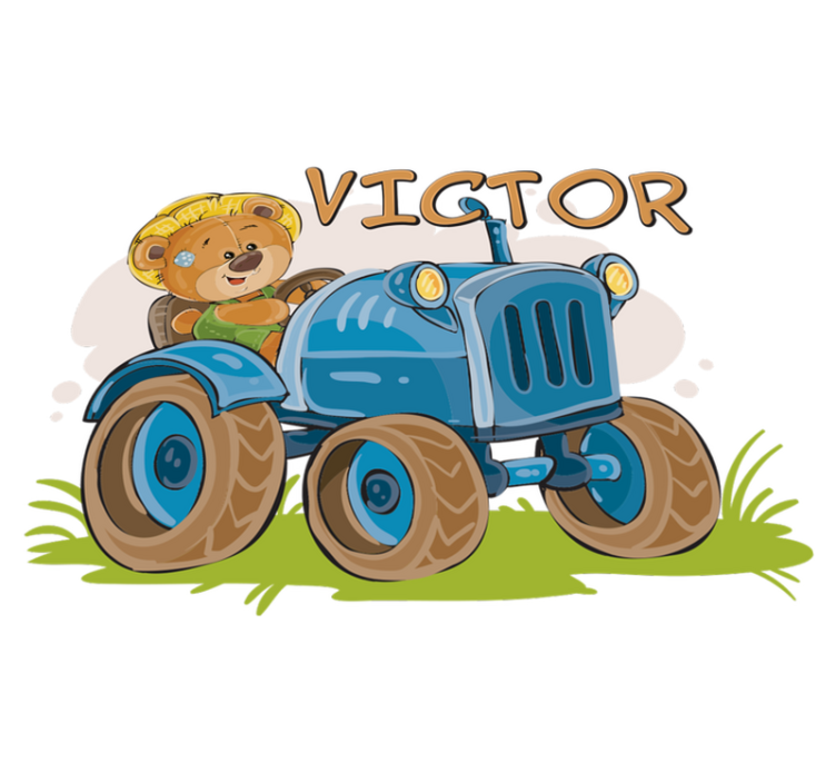 Alfombra de vinilo infantil tractor personalizable - TenVinilo