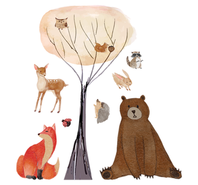 Alfombra de vinilo infantil animales del bosque y árbol - TenVinilo