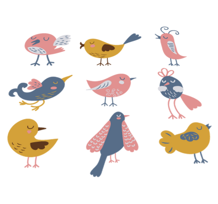 Alfombra de vinilo infantil sticker pegatina nueve pájaros - TenVinilo