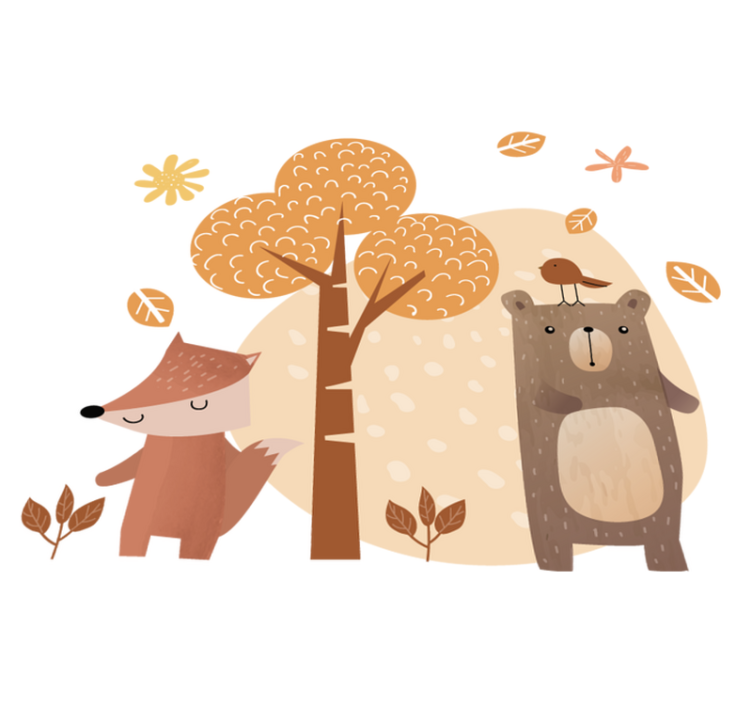 Alfombra de vinilo infantil animales y árbol - TenVinilo