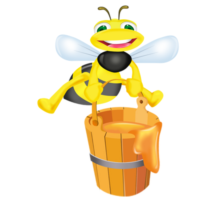 Alfombra de vinilo infantil abeja en cubo de miel - TenVinilo