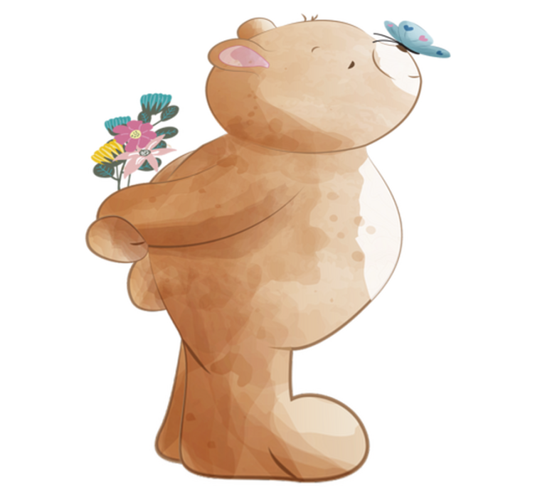 Alfombra de vinilo infantil con oso y mariposa - TenVinilo