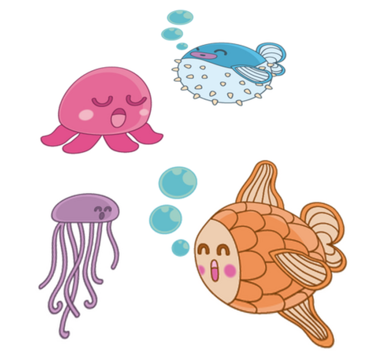 Alfombra de vinilo infantil ilustración peces - TenVinilo