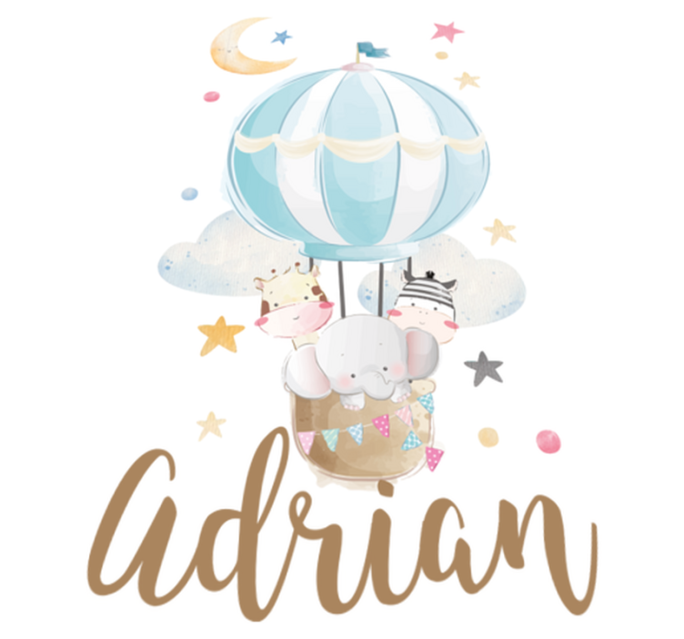 Alfombra de vinilo infantil tres animales con globos y nubes - TenVinilo