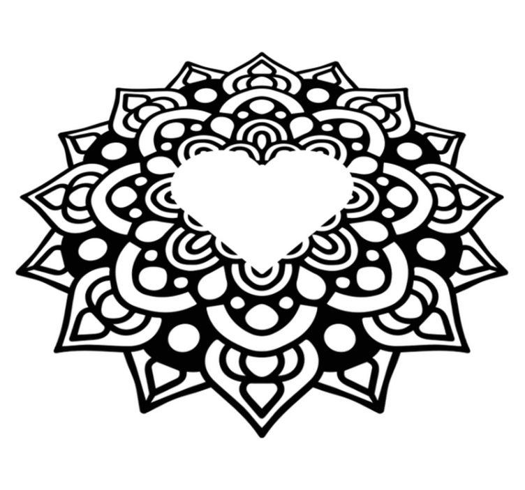 Alfombra vinílica dormitorio mandala con marco de corazón - TenVinilo