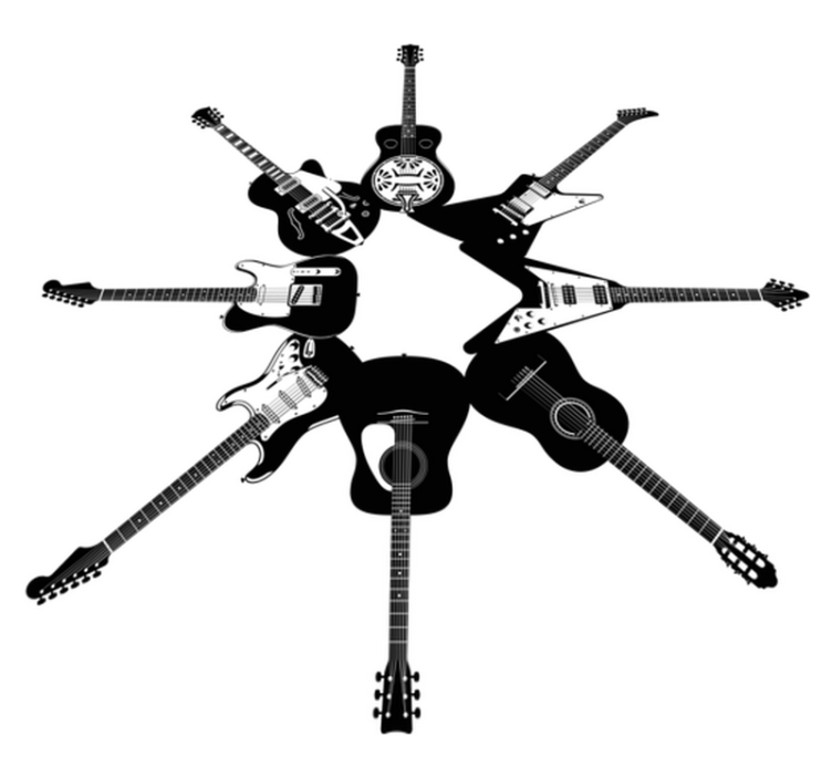 Alfombra vinílica dormitorio guitarras en círculo - TenVinilo