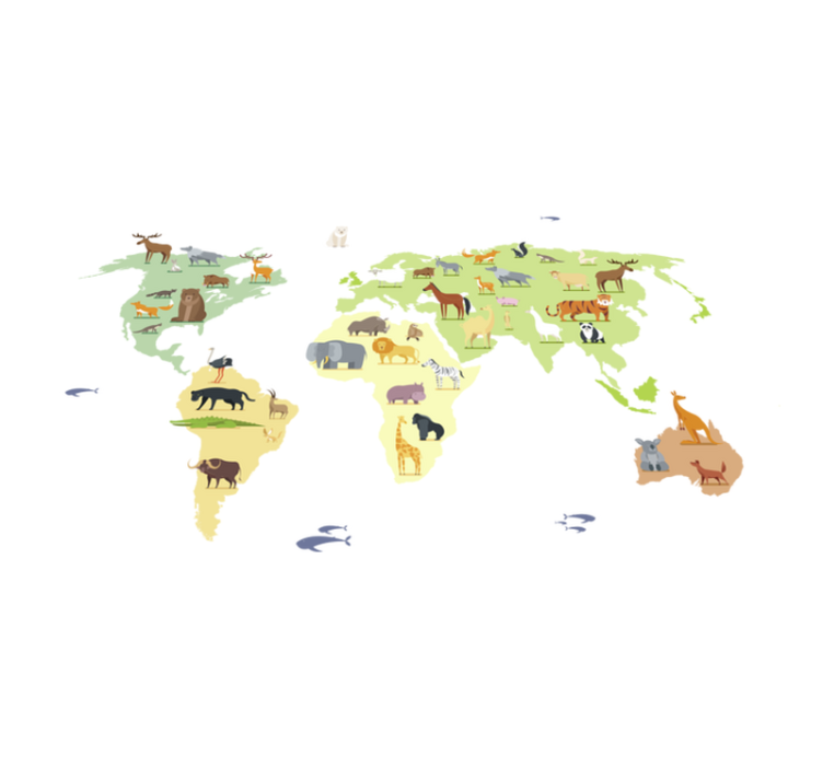 Alfombra vinílica dormitorio animales coloridos del mundo - TenVinilo